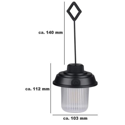 Grundig - LED campinglykta LED/3xAA 3000/4500/6000K IP44 svart