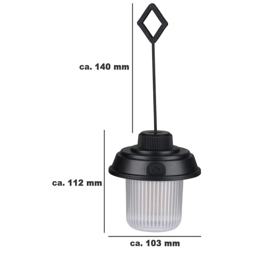 Grundig - LED campinglykta LED/3xAA 3000/4500/6000K IP44 svart