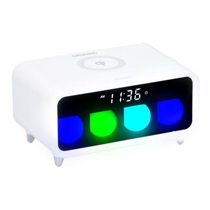 Grundig - LED Dimbar nattlampa med an väckarklocka och trådlös laddning LED/5W/230V