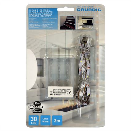 Grundig - LED list 2m LED/3xAA dagsljus vit