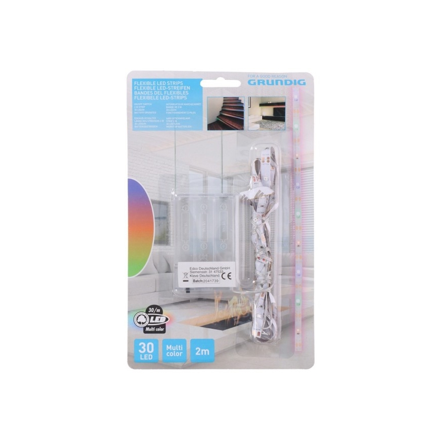 Grundig - LED list 2m LED/3xAA Flerfärgad