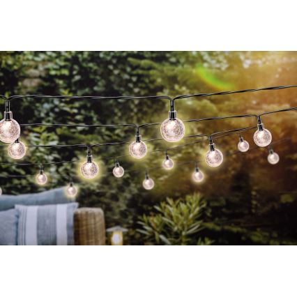 Grundig - LED Ljusreglerad solcell kedja 50xLED/8 funktioner 9,35m IP44 varm vit + fjärrkontroll