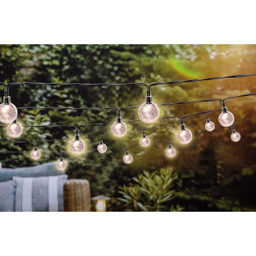Grundig - LED Ljusreglerad solcell kedja 50xLED/8 funktioner 9,35m IP44 varm vit + fjärrkontroll