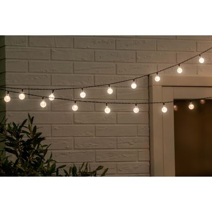 Grundig - LED Ljusreglerad solcell kedja 50xLED/8 funktioner 9,35m varm vit + fjärrkontroll