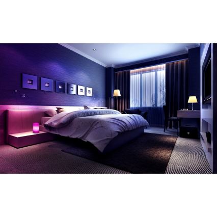 Grundig - LED RGB ljusreglerad bordslampa  LED/3xAAA + fjärrkontroll 