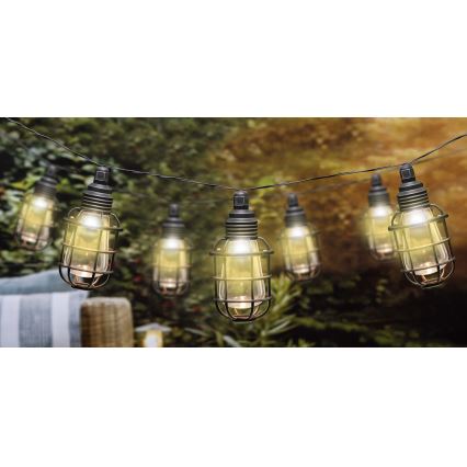 Grundig - LED solcellsljusslinga 10xLED 3,8m IP44 varm vit