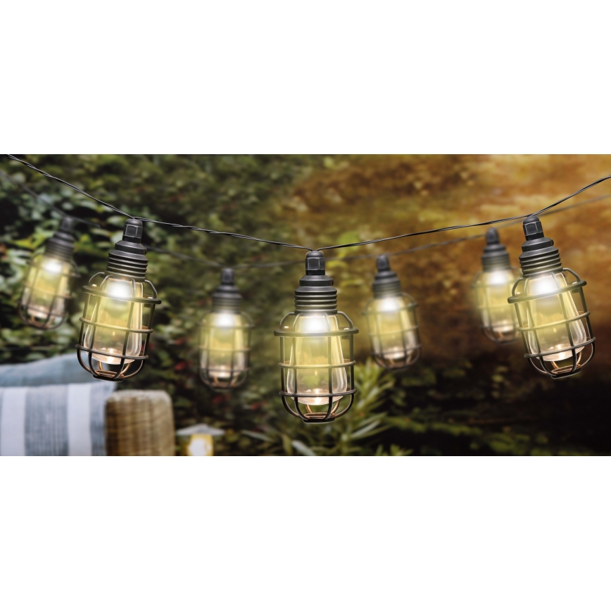 Grundig - LED solcellsljusslinga 10xLED 3,8m IP44 varm vit