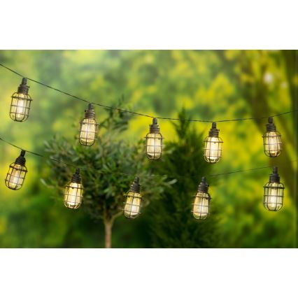 Grundig - LED solcellsljusslinga 10xLED 3,8m IP44 varm vit