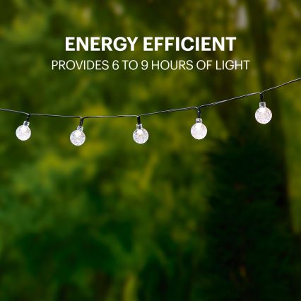 Grundig - LED solcellsljusslinga 50xLED/8 funktioner 6,9m varm vit