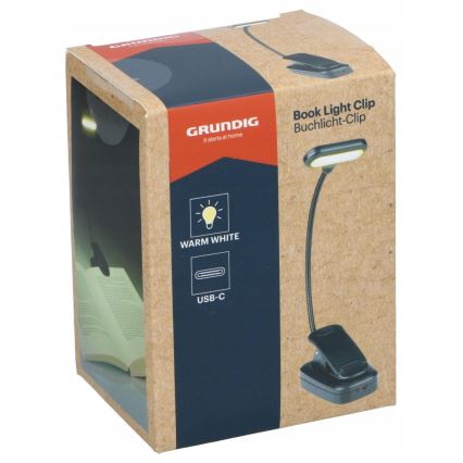 Grundig - LED-uppladdningsbar skrivbordslampa med klämma LED/5V 400 mAh svart