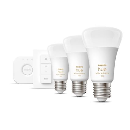 Grundläggande set Philips Hue White Ambiance 3xE27/11W 2200-6500K + enhet för anslutning och fjärrkontroll