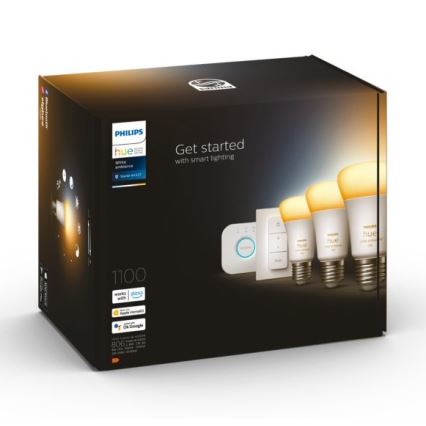 Grundläggande set Philips Hue White Ambiance 3xE27/11W 2200-6500K + enhet för anslutning och fjärrkontroll