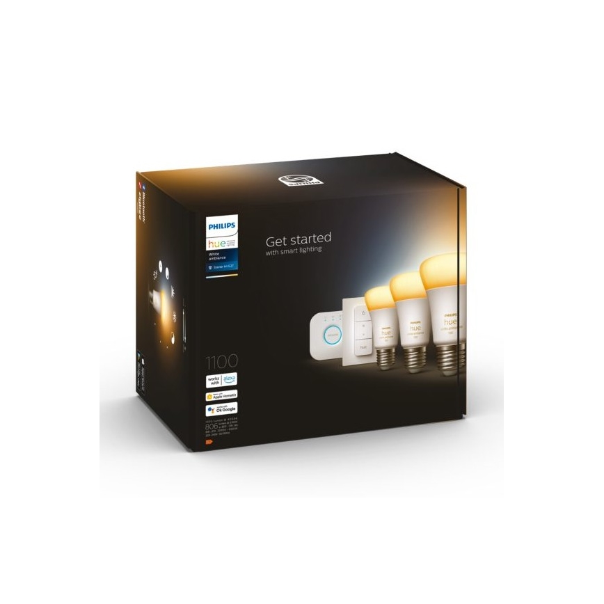 Grundläggande set Philips Hue White Ambiance 3xE27/11W 2200-6500K + enhet för anslutning och fjärrkontroll
