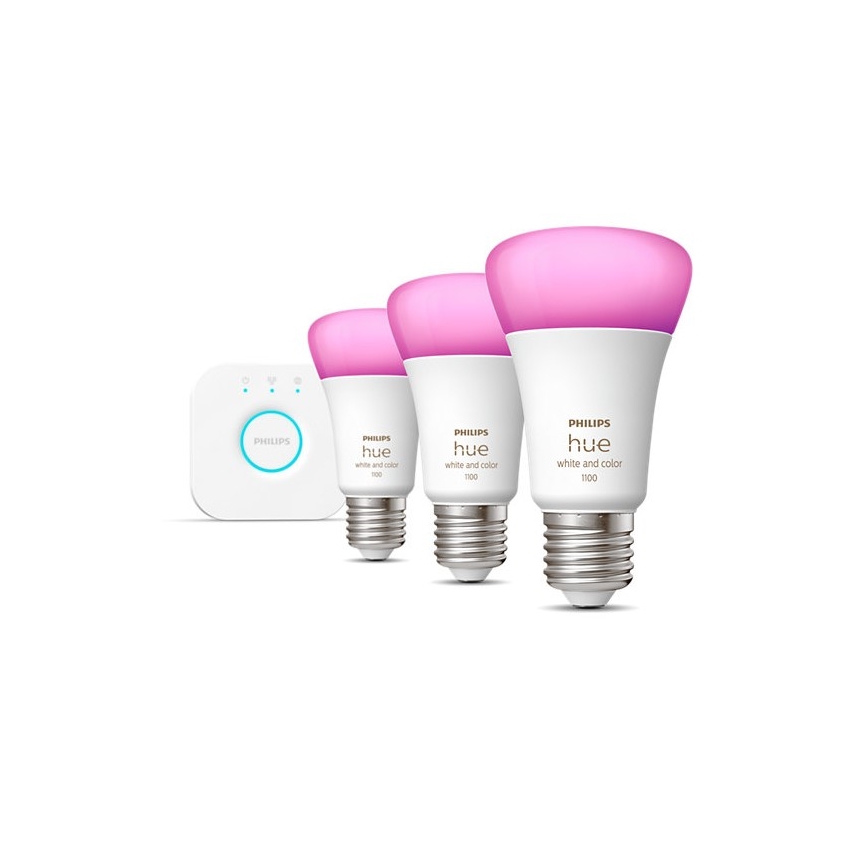 Grundläggande set Philips Hue WHITE OCH COLOR AMBIANCE 3xE27/9W/230V 2000-6500K +sammanlänkningsanordning