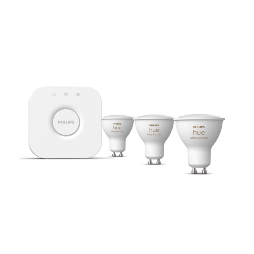 Grundläggande set Philips Hue WHITE AND COLOR AMBIANCE 3xGU10/5,7W/230V 2000-6500K + enhet för anslutning
