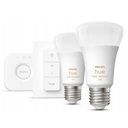 Grundläggande set Philips Hue WHITE AMBIANCE 2xE27/8W/230V + enhet för anslutning