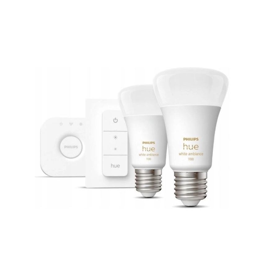 Grundläggande set Philips Hue WHITE AMBIANCE 2xE27/8W/230V + enhet för anslutning