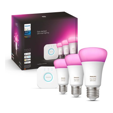 Grundläggande set Philips Hue WHITE OCH COLOR AMBIANCE 3xE27/9W/230V 2000-6500K +sammanlänkningsanordning
