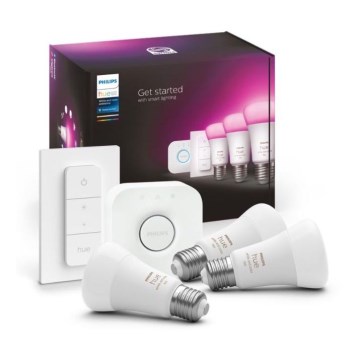 Grundläggande uppsättning  Philips Hue WHITE AND COLOR AMBIANCE 3xE27/9W 2000-6500K + en enhet för att ansluta