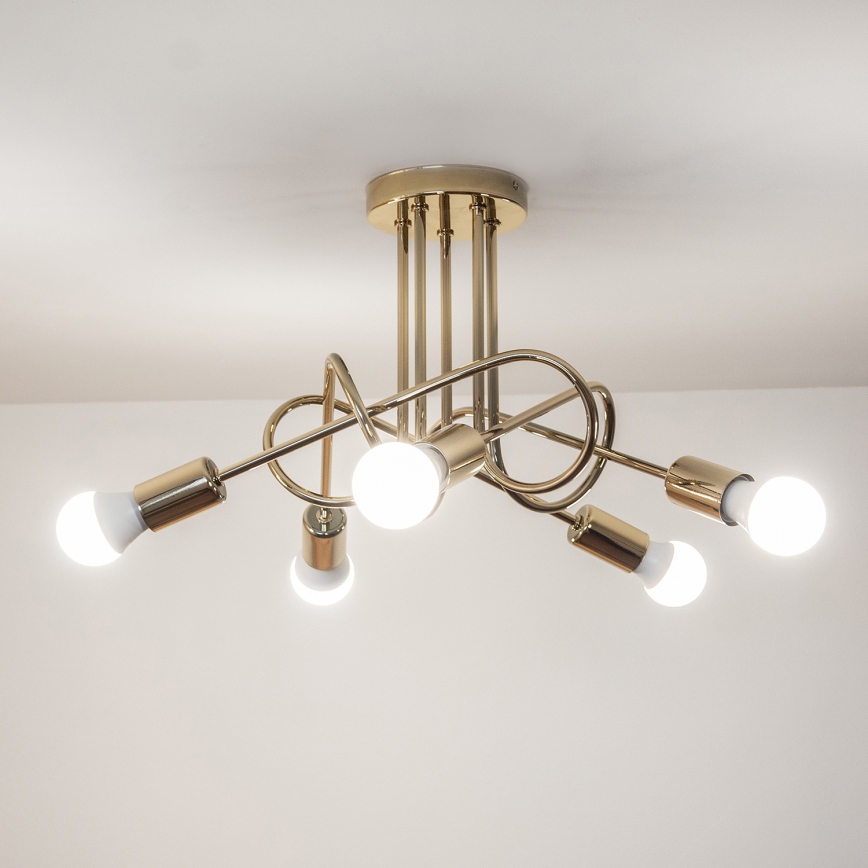 Guldfärgad ytmonterad taklampa OXFORD 5xE27/15W/230V