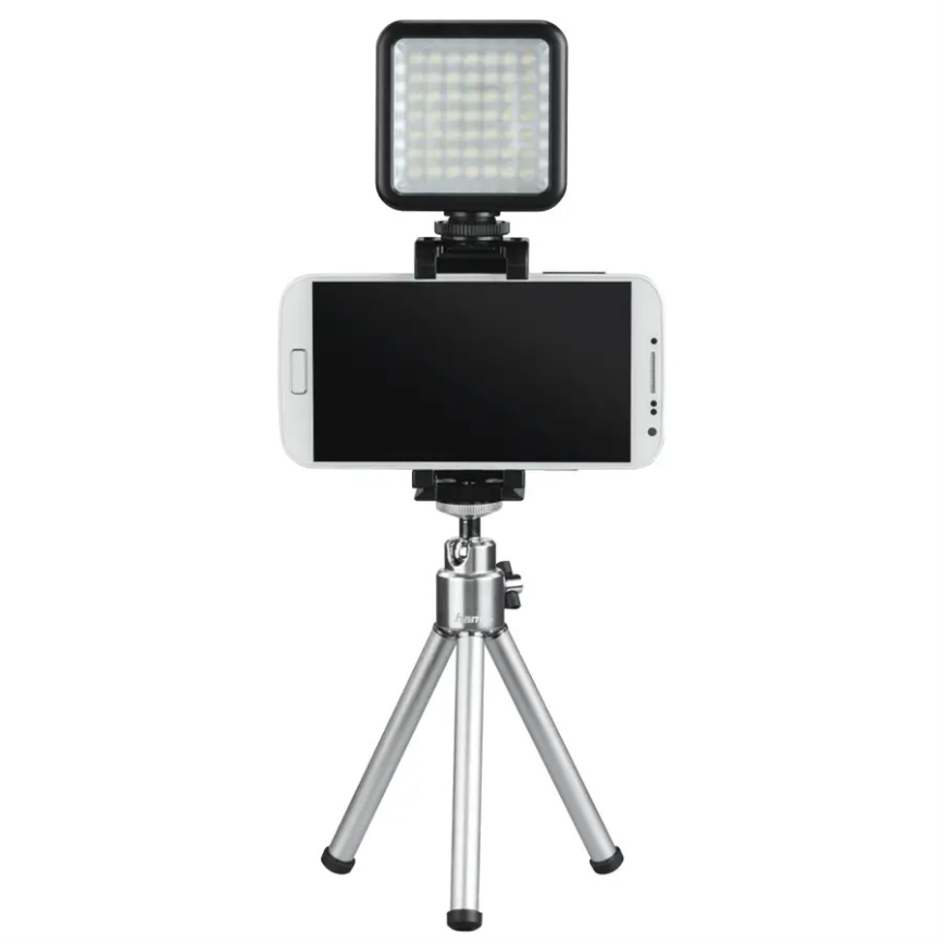 Hama - LED Dimbar lampa för telefoner, kameror och videokameror LED/5,5W/2xAA