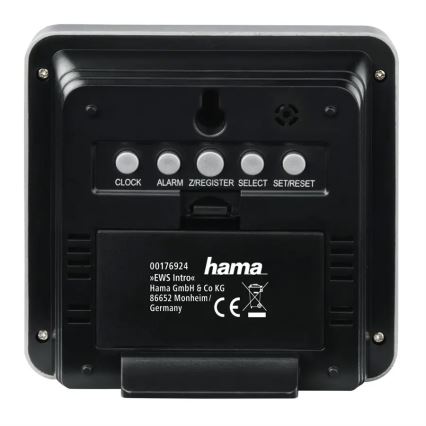 Hama - Väderstation med LCD display och väckarklocka 2xAA + 2xAA svart/grå