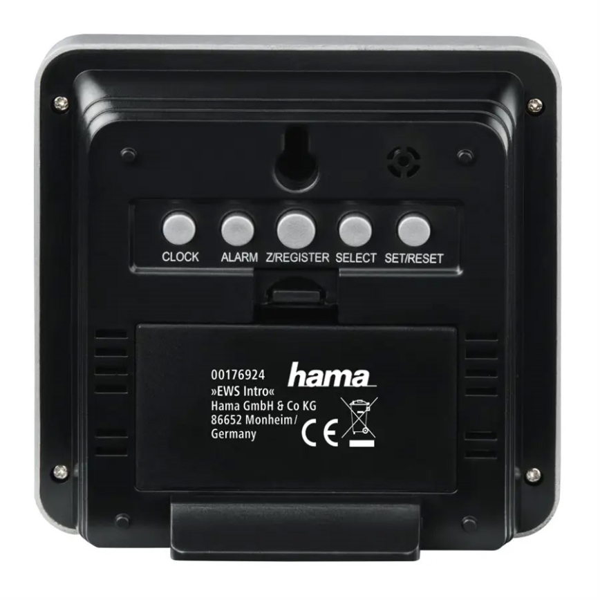 Hama - Väderstation med LCD display och väckarklocka 2xAA + 2xAA svart/grå
