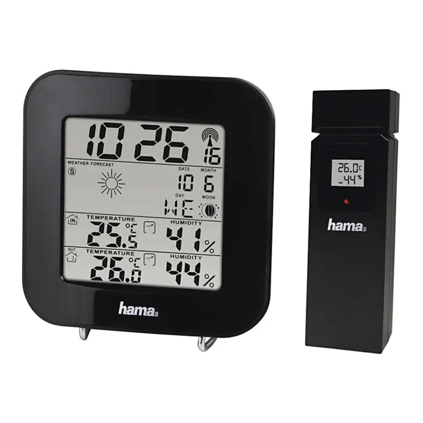 Hama - Väderstation med LCD display och väckarklocka 2xAA svart