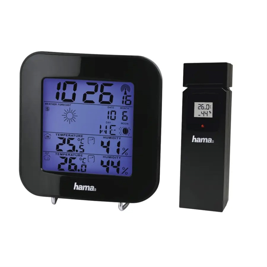 Hama - Väderstation med LCD display och väckarklocka 2xAA svart
