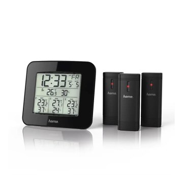 Hama - Väderstation med LCD display och väckarklocka 3xAAA + 3x sensor 2xAA