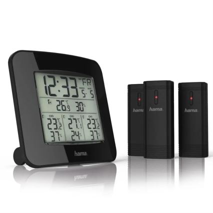Hama - Väderstation med LCD display och väckarklocka 3xAAA + 3x sensor 2xAA