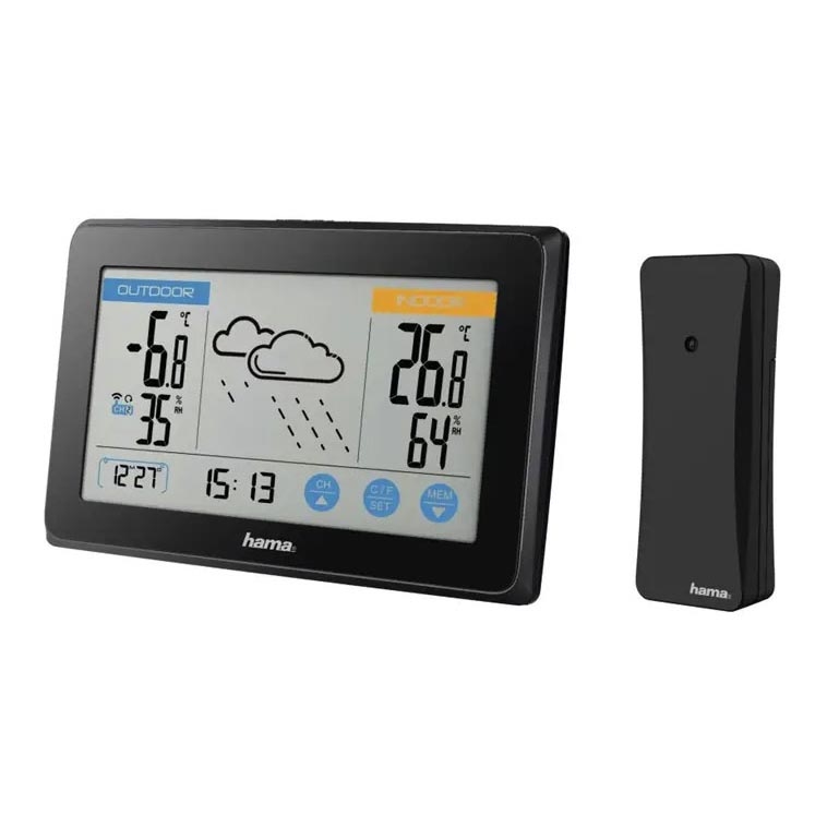 Hama - Väderstation med LCD-skärm i färg 3xAAA/2xAAA  svart