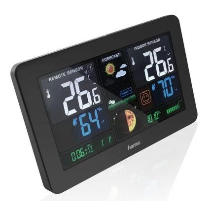 Hama - Väderstation with färg LCD display och väckarklocka + USB svart