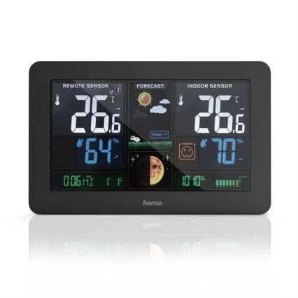 Hama - Väderstation with färg LCD display och väckarklocka + USB svart
