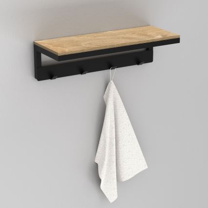Handdukshängare för vägg med en policí 10x40 cm svart