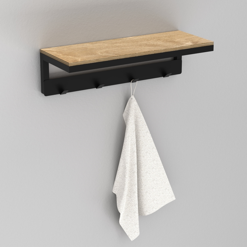 Handdukshängare för vägg med en policí 10x40 cm svart