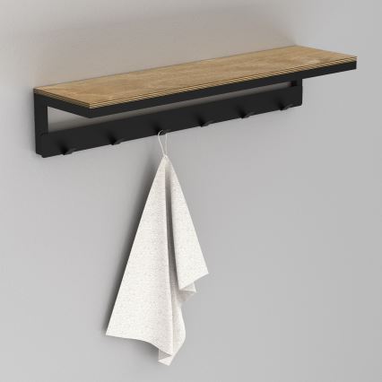 Handdukshängare för vägg med en policí 10x60 cm svart