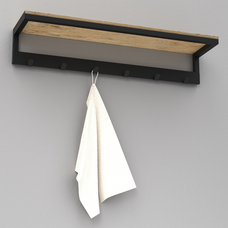 Handdukshängare för vägg med en policí 10x60 cm svart