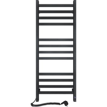 Handdukstork för badrum med termostat AVANGARD 459W/230V 120,6 cm IP44, svart, vänsteransluten, fyrkantig