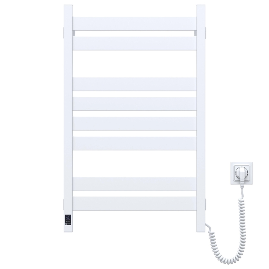 Handdukstork för badrum med termostat LARGO 432W/230V 80,6 cm IP44 vit, högeransluten, kantig