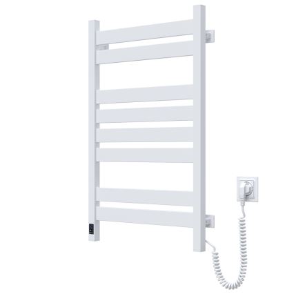 Handdukstork för badrum med termostat LARGO 432W/230V 80,6 cm IP44 vit, högeransluten, kantig