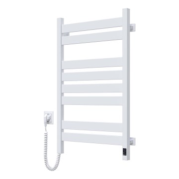 Handdukstork för badrum med termostat LARGO 432W/230V 80,6 cm IP44 vit, vänsteransluten, kantig