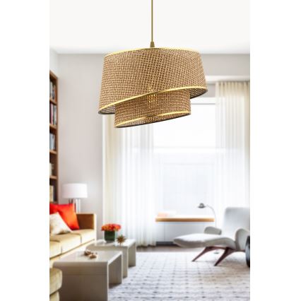 Hängande lampa BARETTE 1xE27/60W/230V brun/guld