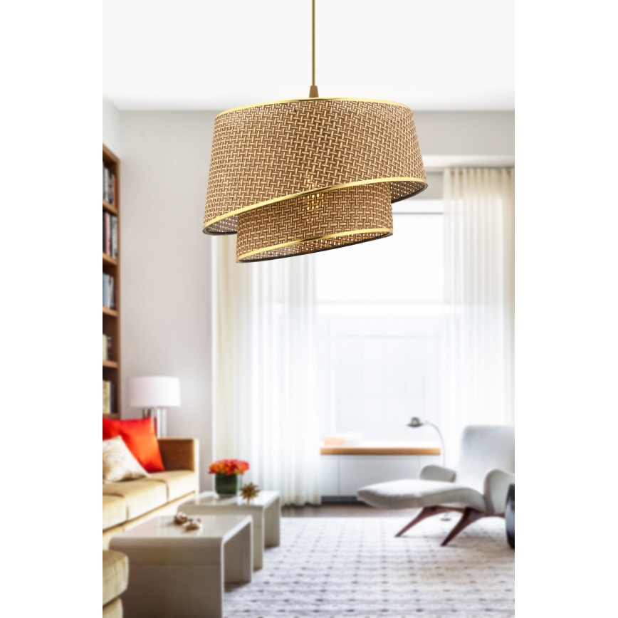 Hängande lampa BARETTE 1xE27/60W/230V brun/guld