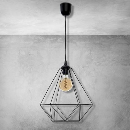 Hängande lampa BASKET 1xE27/60W/230V svart