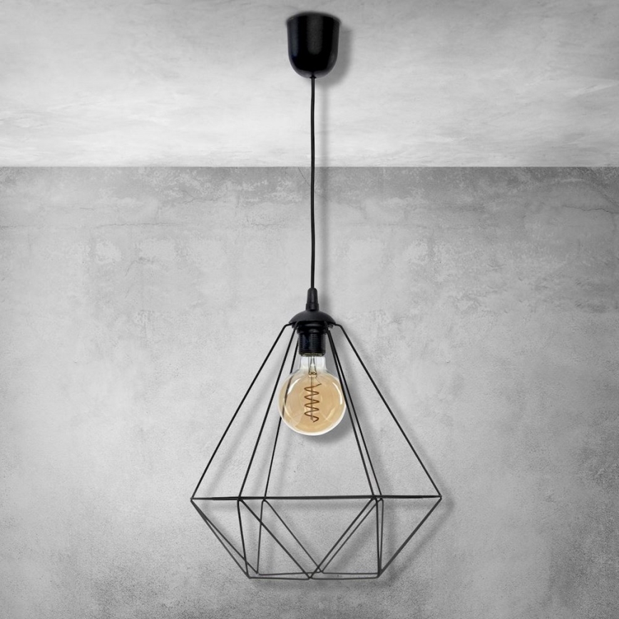 Hängande lampa BASKET 1xE27/60W/230V svart