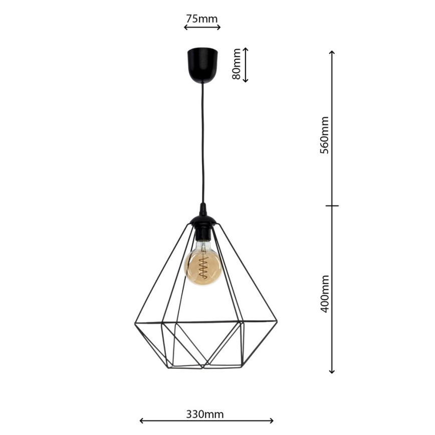 Hängande lampa BASKET 1xE27/60W/230V svart