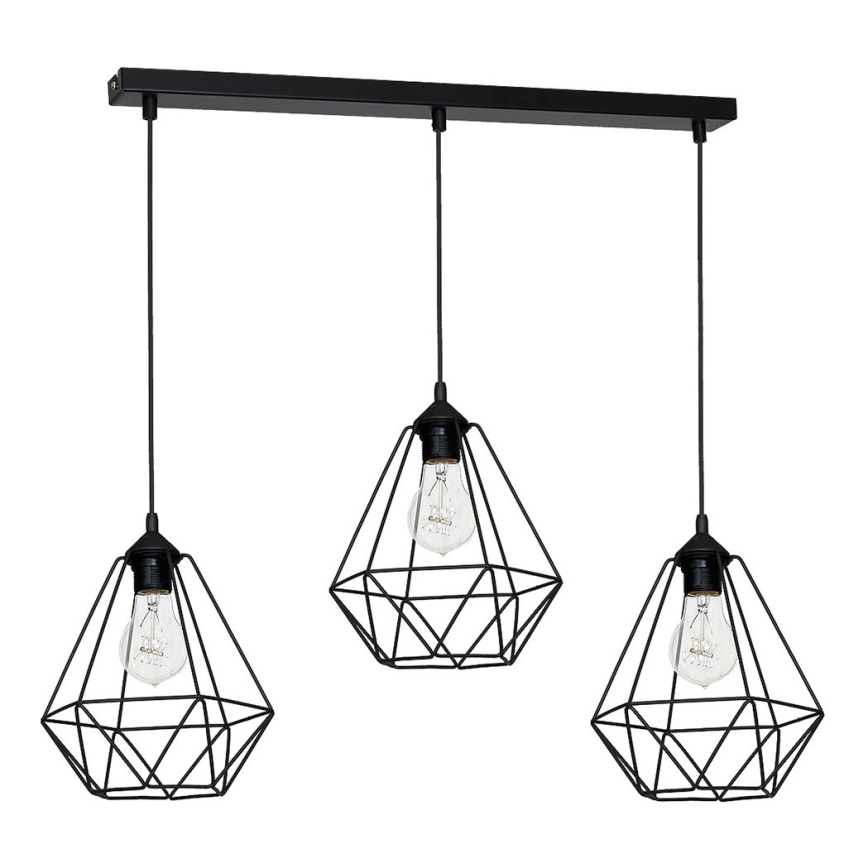 Hängande lampa BASKET 3xE27/60W/230V svart