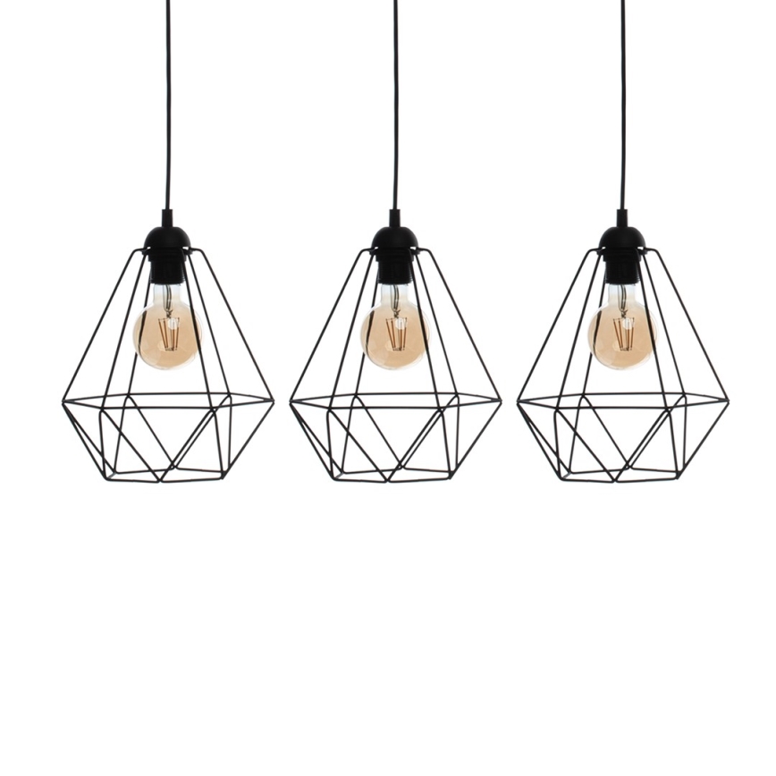 Hängande lampa BASKET 3xE27/60W/230V svart