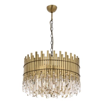 Hängande lampa CRYSTALLINE 8xE27/40W/230V pr. 60 cm mässing